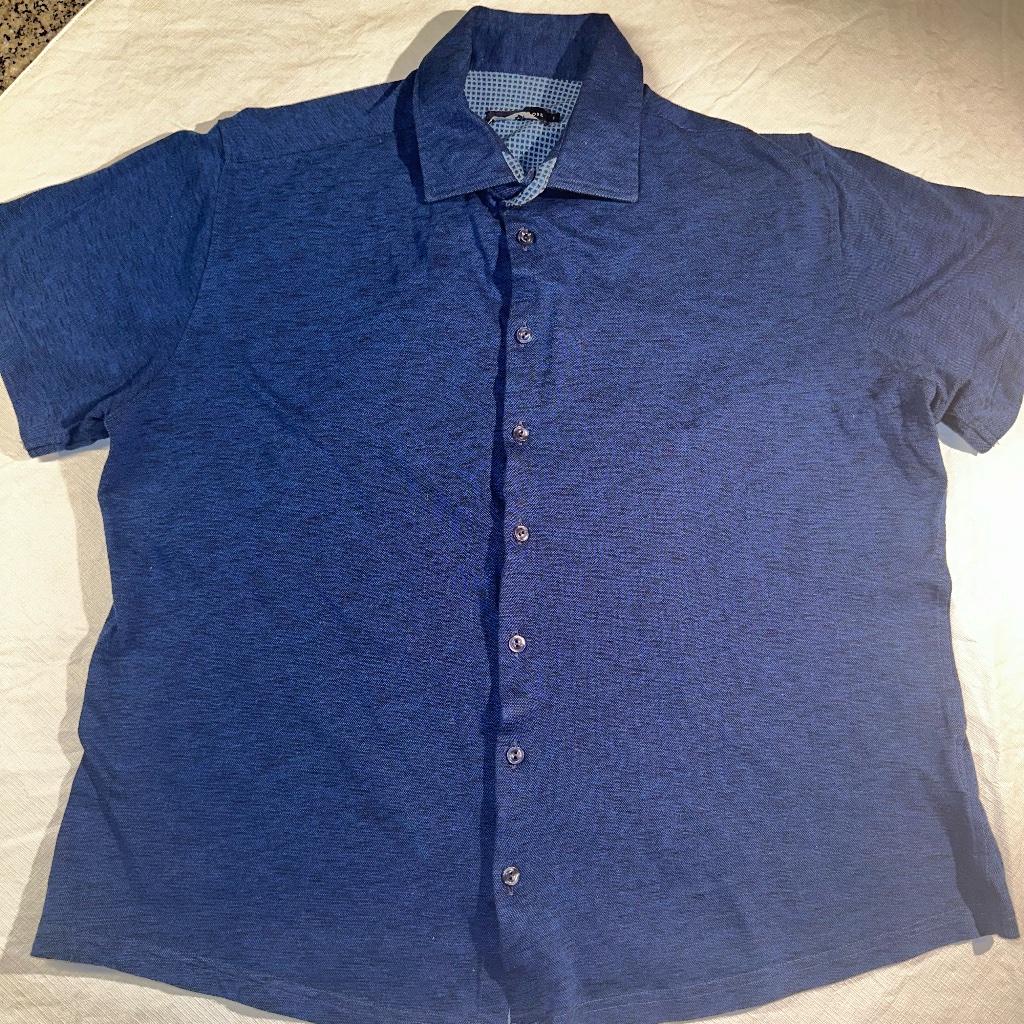 Stone Rose Blue Cotton Button Up Short Sleeve Shirt ~ Sz 5 ~ Xl